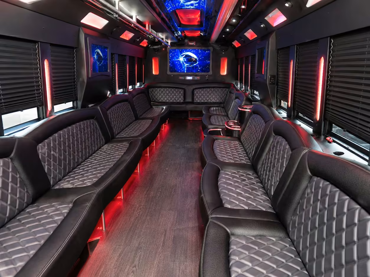 15 passenger party bus inside